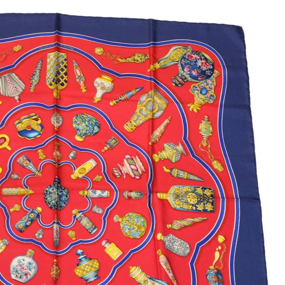 HERMES Carre90 Scarf ""Pourvu qu'on ait l'ivresse"" Silk Red Blue Auth am2611g - Picture 3 of 10